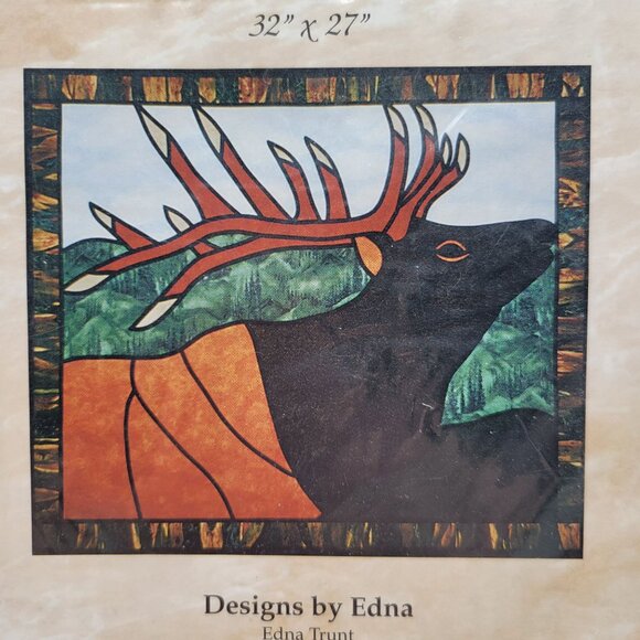 Stained Glass Elk Wall Quilt Pattern Edna Trunt 32 x 27 - Picture 2 of 4